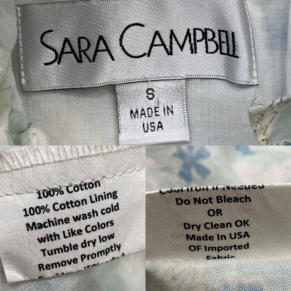 Sara Campbell Ruffle Dress 8 Blue Floral Mini Tiered Sleeveless Pockets Coastal - Picture 7 of 12